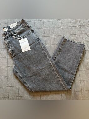 Ena Cotton Women's High-Rise Ankle Cropped Jeans in Washed Gray